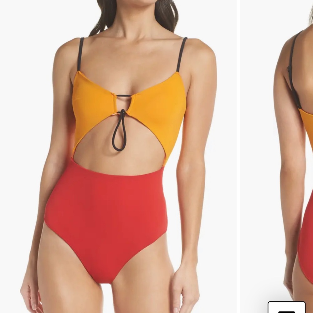 Colorblock Swimsuit with Cutout Detail
